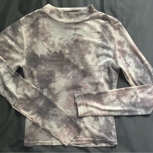 White and Gray Sheer Crop Top